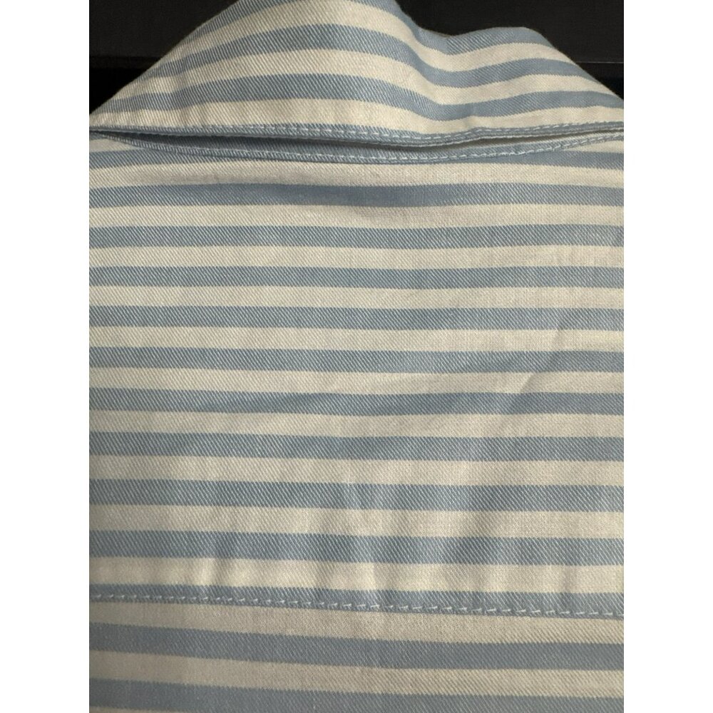 Garnet Hill Womens Blue White Striped Button Up Shirt Size 0 Cotton Long Sleeve - Picture 5 of 5